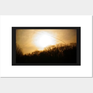 Golden Sunset in Overcast Sky Posters and Art